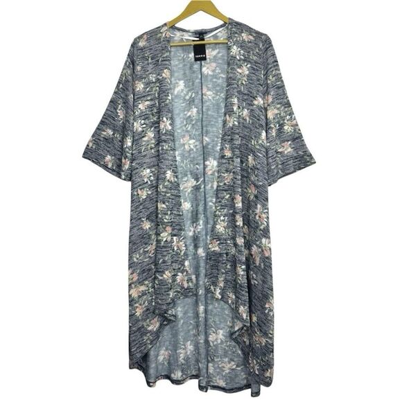 Torrid Sweaters - Torrid Floral Kimono Duster Open Cardigan Size M/L 00 Hi Low Coverup Boho Hippie